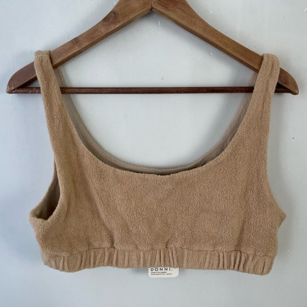 DONNI Eco Fleece Sporty Bra in Taupe size Large NEW NWT 100% cotton - Picture 3 of 11